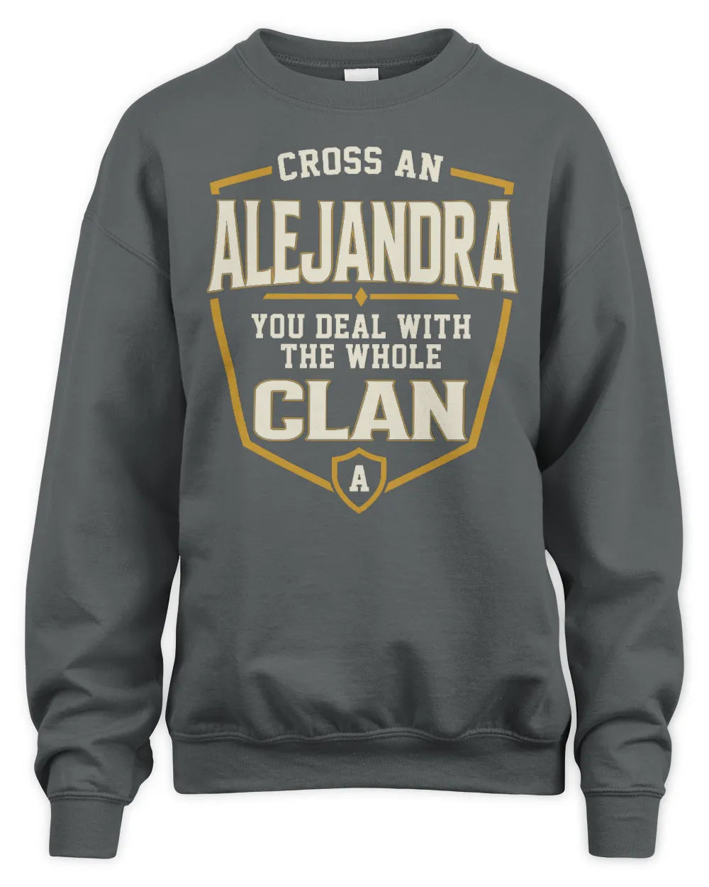 ALEJANDRA NT1-K008 Cross A/An NAME, You Deal With the Whole Clan | Personalized Vintage T-Shirt - Unisex Sweatshirt - Charcoal