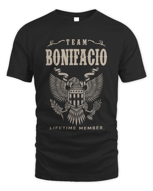 BONIFACIO TP06-K82 – Personalized Classic Style Apparel “Team NAME Lifetime Member” - Unisex Standard T-Shirt - Black