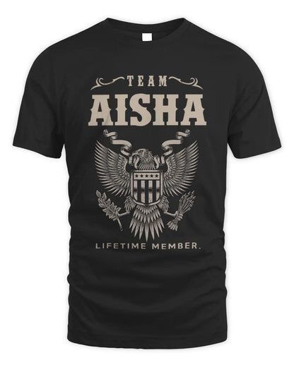 AISHA TP06-K82 – Personalized Classic Style Apparel “Team NAME Lifetime Member” - Unisex Standard T-Shirt - Black