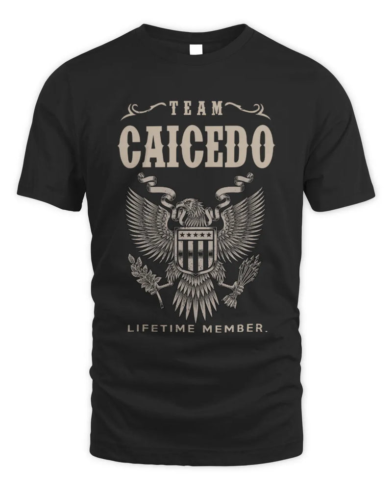 CAICEDO TP06-K82 – Personalized Classic Style Apparel “Team NAME Lifetime Member” - Unisex Standard T-Shirt - Black
