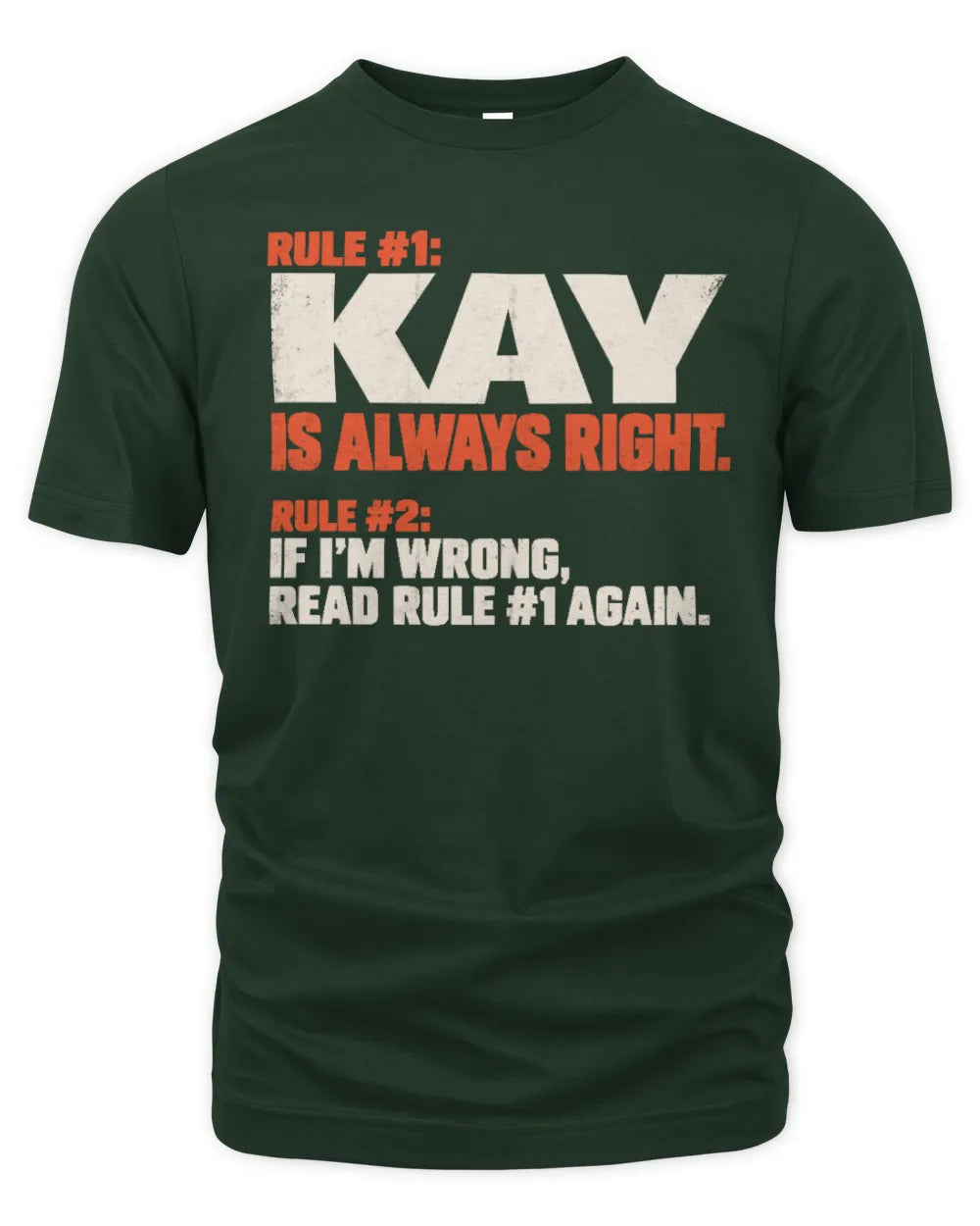 KAY NP1-H006 - Always Right Personalized Name T-Shirt – Funny Custom Name Shirt - Unisex Standard T-Shirt - Forest Green