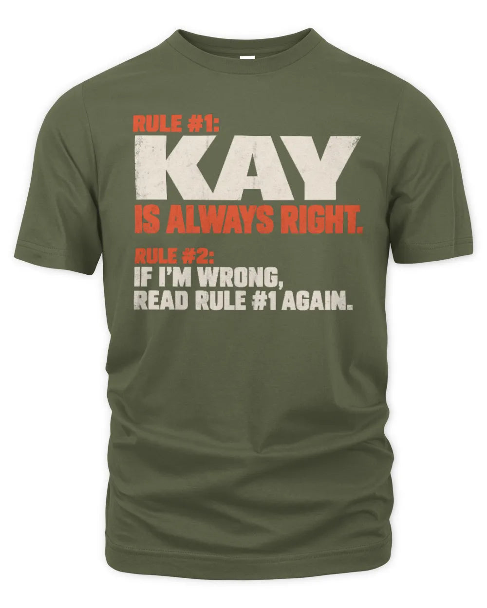 KAY NP1-H006 - Always Right Personalized Name T-Shirt – Funny Custom Name Shirt - Unisex Standard T-Shirt - Military Green