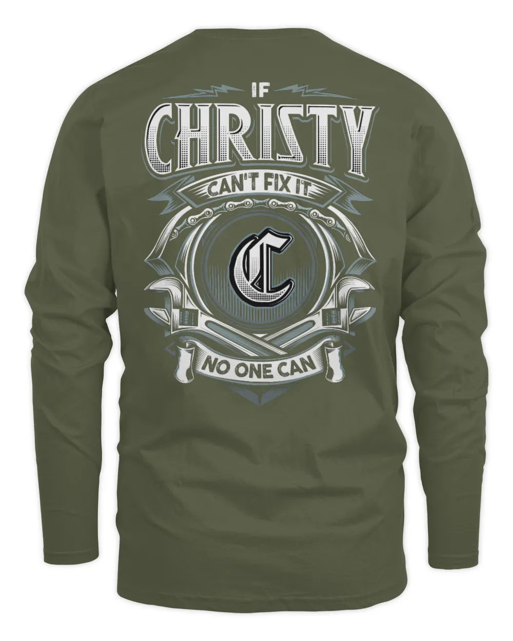 CHRISTY AP81-K4-626 - Personalized Ahmed Quote Apparel “If Ahmed Can't Fix It, No One Can” - Men's Long Sleeved T-Shirt - Military Green