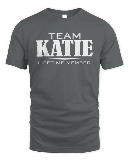 KATIE BL62-K4-128 - Personalized “Team NAME Lifetime Member” - Unisex Standard T-Shirt - Charcoal