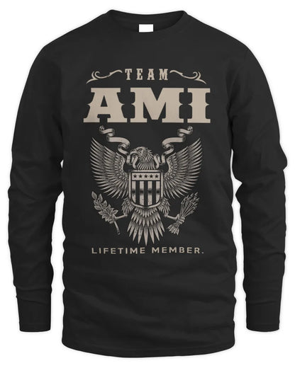 AMI TP06-K82 – Personalized Classic Style Apparel “Team NAME Lifetime Member” - Men's Long Sleeved T-Shirt - Black
