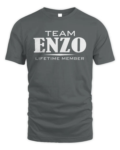 ENZO BL62-K4-128 - Personalized “Team NAME Lifetime Member” - Unisex Standard T-Shirt - Charcoal
