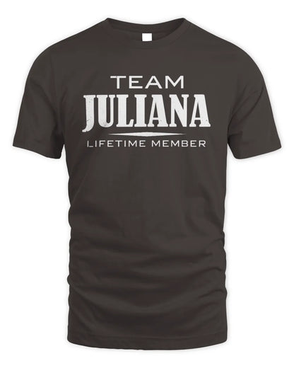 JULIANA BL62-K4-128 - Personalized “Team NAME Lifetime Member” - Unisex Standard T-Shirt - Dark Chocolate