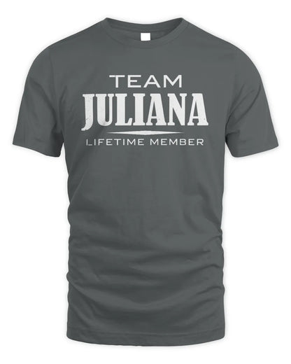 JULIANA BL62-K4-128 - Personalized “Team NAME Lifetime Member” - Unisex Standard T-Shirt - Charcoal