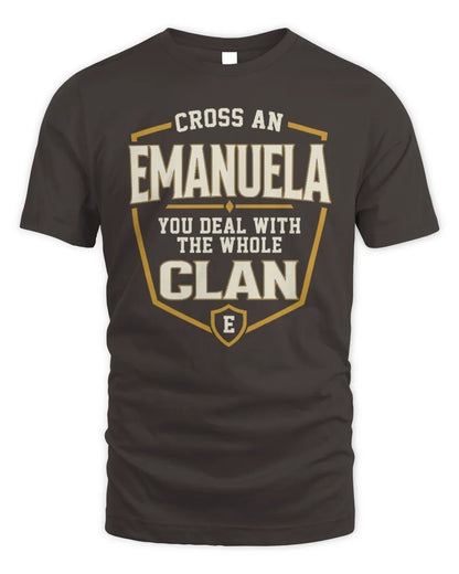 EMANUELA NT1-K008 Cross A/An NAME, You Deal With the Whole Clan | Personalized Vintage T-Shirt - Unisex Standard T-Shirt - Dark Chocolate