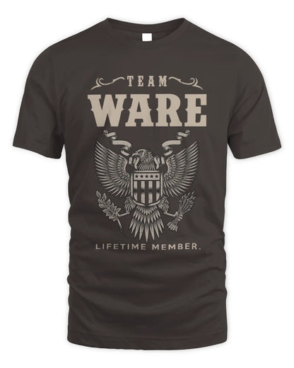 WARE TP06-K82 – Personalized Classic Style Apparel “Team NAME Lifetime Member” - Unisex Standard T-Shirt - Dark Chocolate