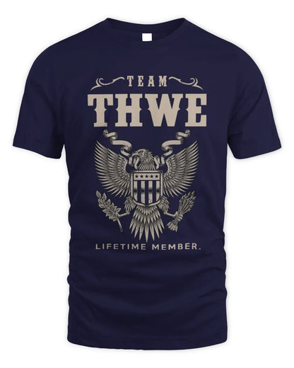 THWE TP06-K82 – Personalized Classic Style Apparel “Team NAME Lifetime Member” - Unisex Standard T-Shirt - Navy