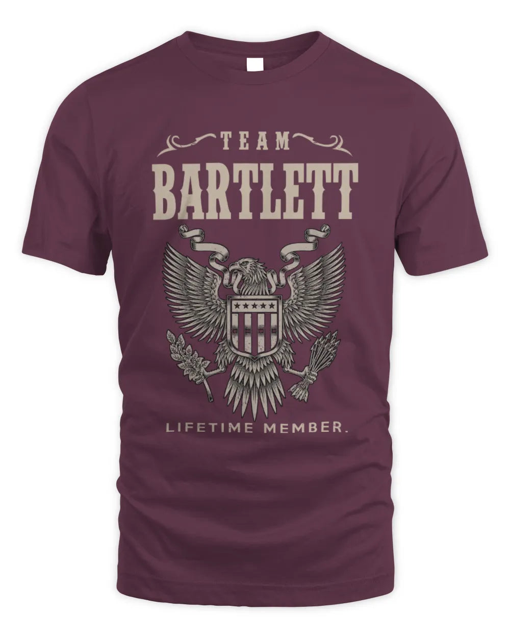 BARTLETT TP06-K82 – Personalized Classic Style Apparel “Team NAME Lifetime Member” - Unisex Standard T-Shirt - Maroon
