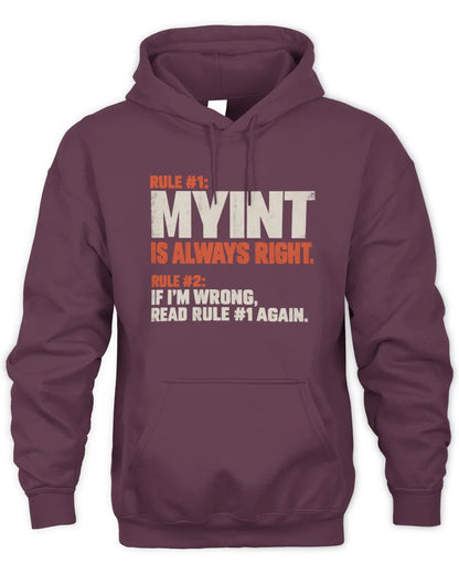MYINT NP1-H006 - Always Right Personalized Name T-Shirt – Funny Custom Name Shirt - Unisex Hoodie - Maroon