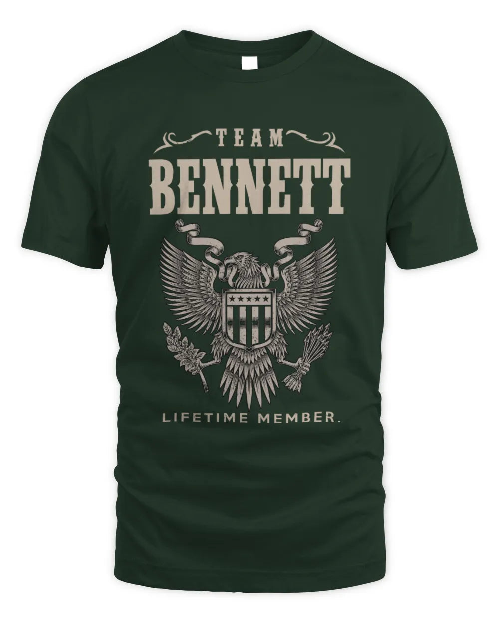 BENNETT TP06-K82 – Personalized Classic Style Apparel “Team NAME Lifetime Member” - Unisex Standard T-Shirt - Forest Green