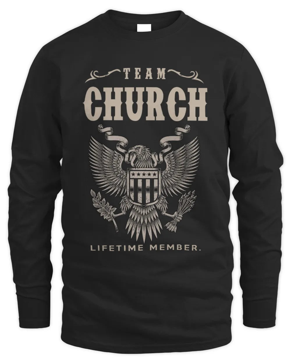 CHURCH TP06-K82 – Personalized Classic Style Apparel “Team NAME Lifetime Member” - Men's Long Sleeved T-Shirt - Black