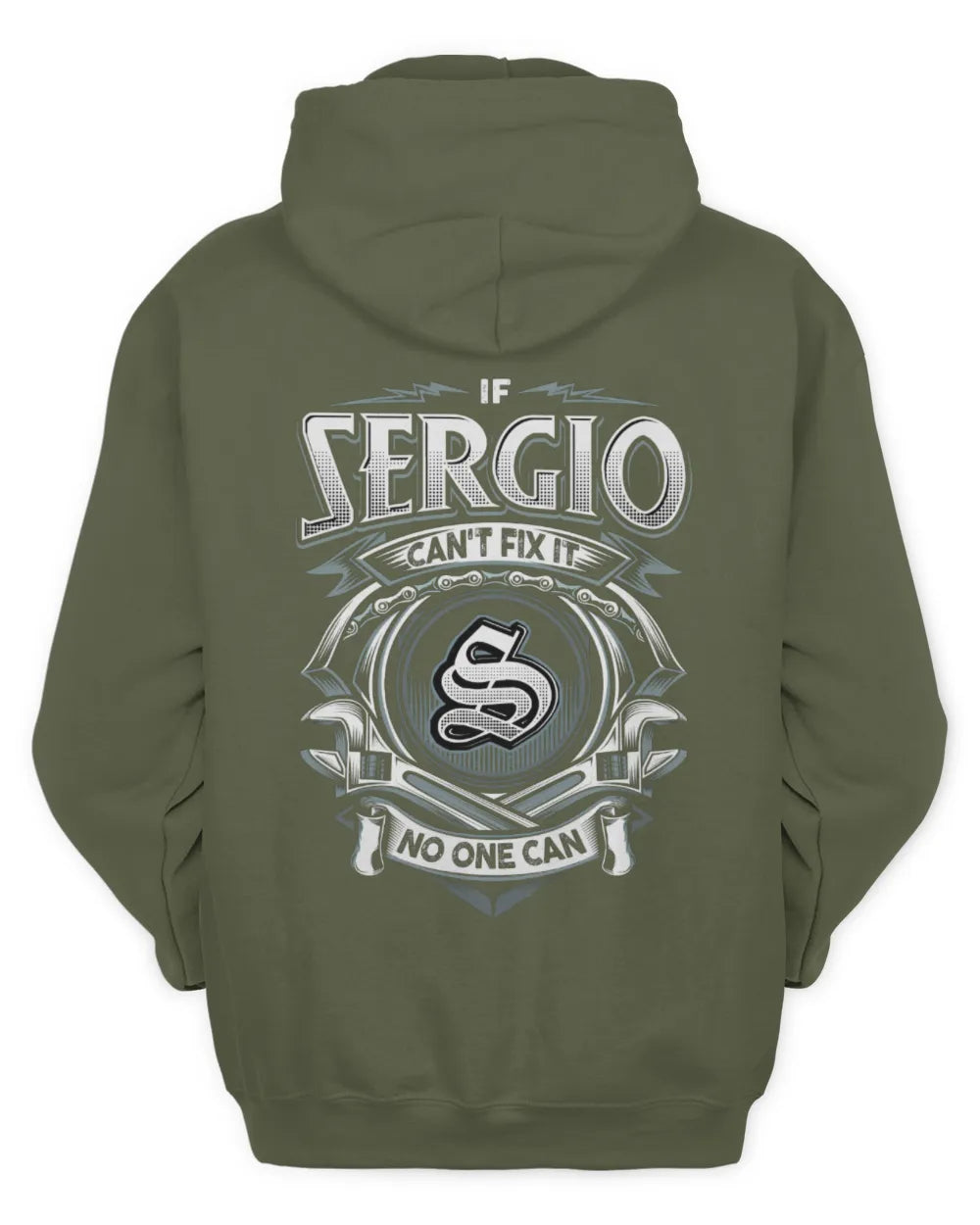 SERGIO AP81-K4-626 - Personalized Ahmed Quote Apparel “If Ahmed Can't Fix It, No One Can” - Unisex Hoodie - Military Green