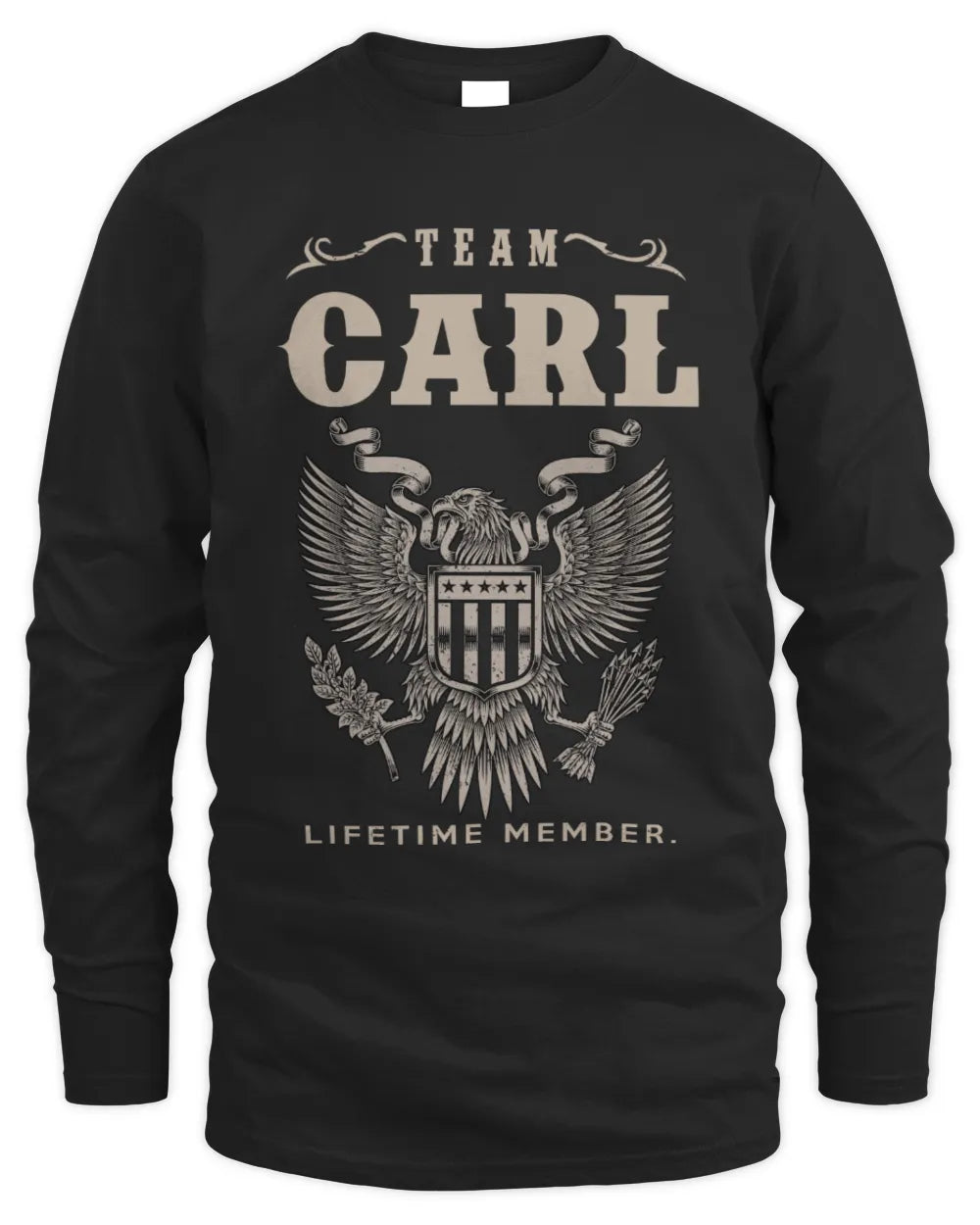 CARL TP06-K82 – Personalized Classic Style Apparel “Team NAME Lifetime Member” - Men's Long Sleeved T-Shirt - Black