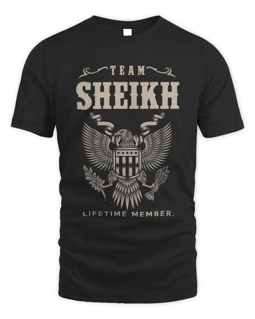 SHEIKH TP06-K82 – Personalized Classic Style Apparel “Team NAME Lifetime Member” - Unisex Standard T-Shirt - Black