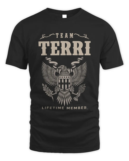 TERRI TP06-K82 – Personalized Classic Style Apparel “Team NAME Lifetime Member” - Unisex Standard T-Shirt - Black