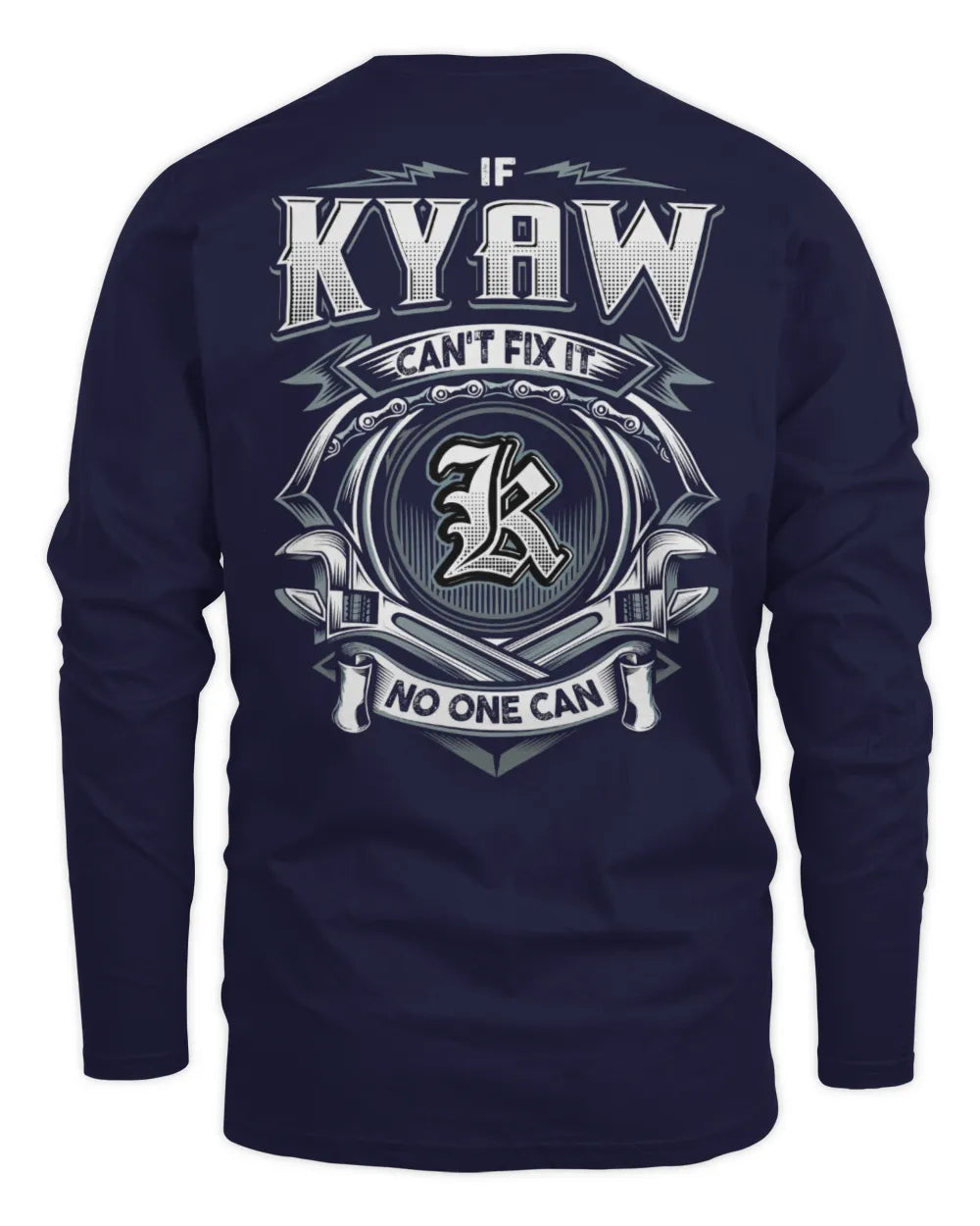 KYAW AP81-K4-626 - Personalized Ahmed Quote Apparel “If Ahmed Can't Fix It, No One Can” - Men's Long Sleeved T-Shirt - Navy
