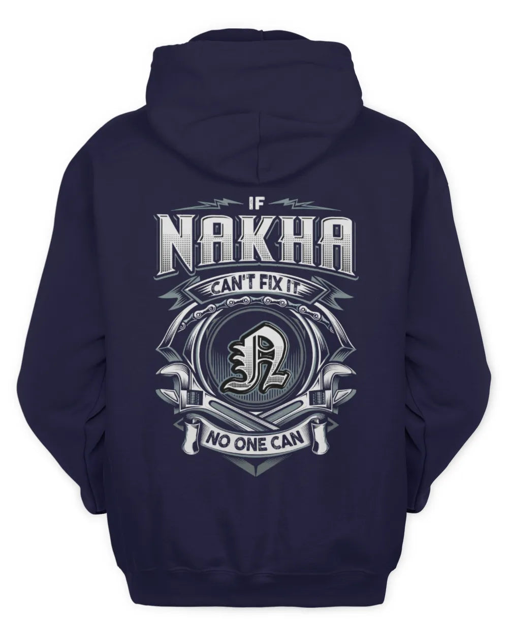 NAKHA AP81-K4-626 - Personalized Ahmed Quote Apparel “If Ahmed Can't Fix It, No One Can” - Unisex Hoodie - Navy