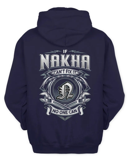 NAKHA AP81-K4-626 - Personalized Ahmed Quote Apparel “If Ahmed Can't Fix It, No One Can” - Unisex Hoodie - Navy
