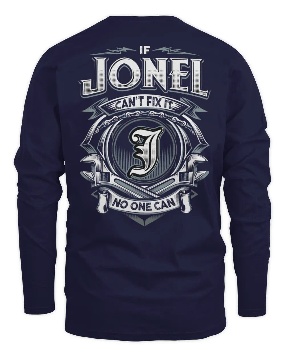 JONEL AP81-K4-626 - Personalized Ahmed Quote Apparel “If Ahmed Can't Fix It, No One Can” - Men's Long Sleeved T-Shirt - Navy