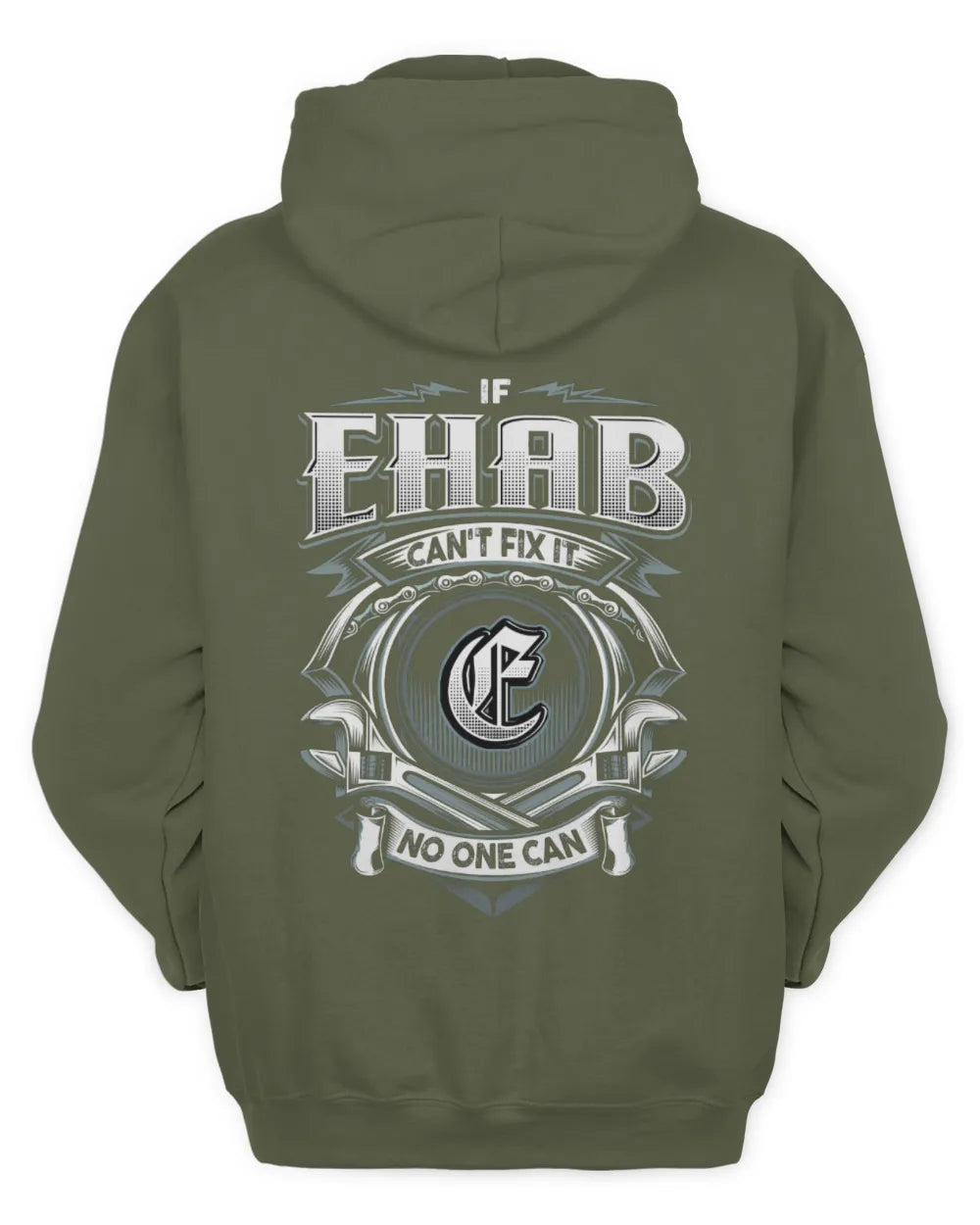 EHAB AP81-K4-626 - Personalized Ahmed Quote Apparel “If Ahmed Can't Fix It, No One Can” - Unisex Hoodie - Military Green