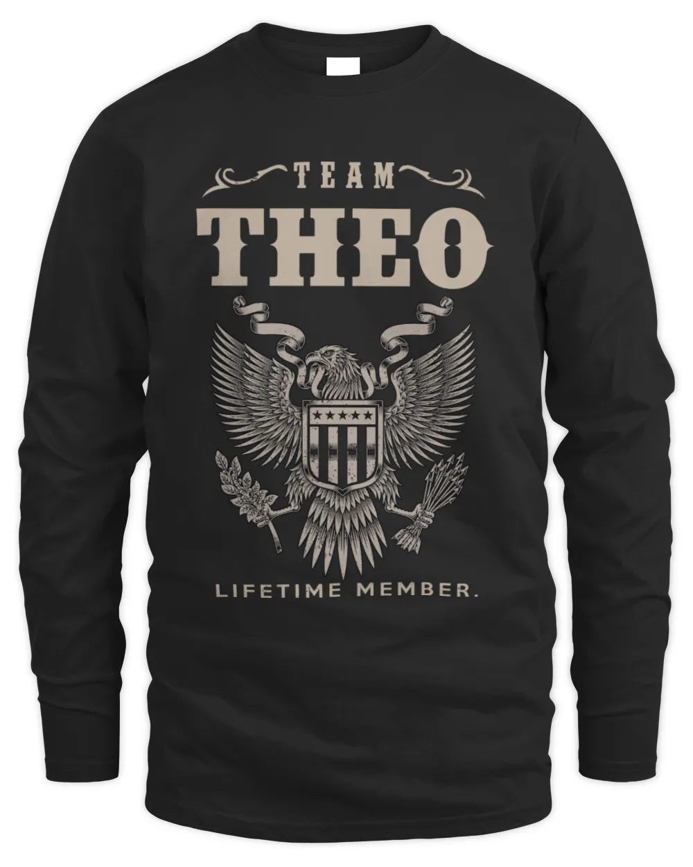 THEO TP06-K82 – Personalized Classic Style Apparel “Team NAME Lifetime Member” - Men's Long Sleeved T-Shirt - Black