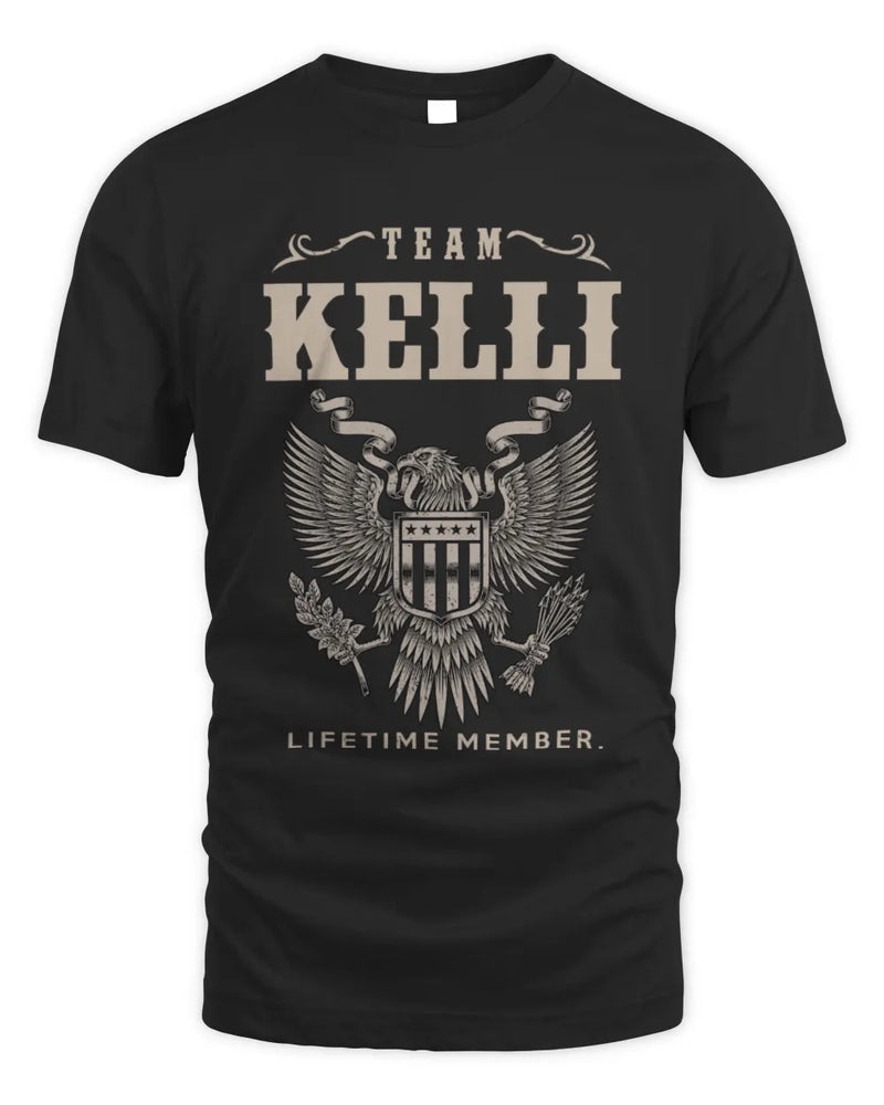 KELLI TP06-K82 – Personalized Classic Style Apparel “Team NAME Lifetime Member” - Unisex Standard T-Shirt - Black