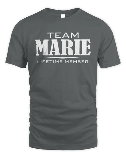 MARIE BL62-K4-128 - Personalized “Team NAME Lifetime Member” - Unisex Standard T-Shirt - Charcoal