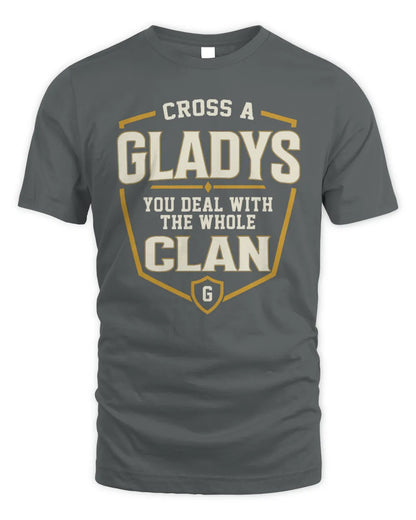 GLADYS NT1-K008 Cross A/An NAME, You Deal With the Whole Clan | Personalized Vintage T-Shirt - Unisex Standard T-Shirt - Charcoal