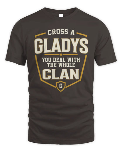 GLADYS NT1-K008 Cross A/An NAME, You Deal With the Whole Clan | Personalized Vintage T-Shirt - Unisex Standard T-Shirt - Dark Chocolate
