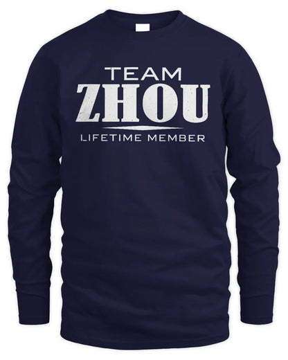 ZHOU BL62-K4-128 - Personalized “Team NAME Lifetime Member” - Men's Long Sleeved T-Shirt - Navy