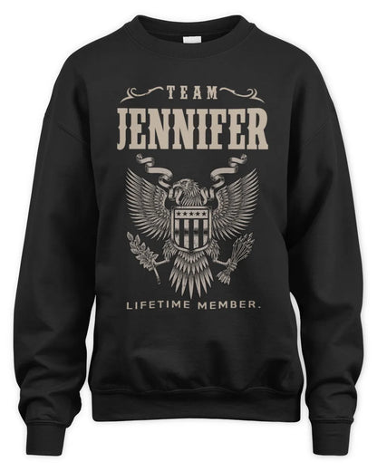 JENNIFER TP06-K82 – Personalized Classic Style Apparel “Team NAME Lifetime Member” - Unisex Sweatshirt - Black