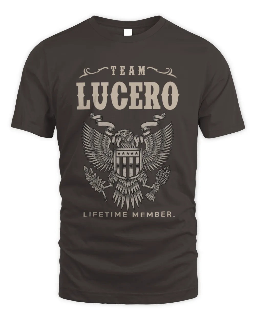 LUCERO TP06-K82 – Personalized Classic Style Apparel “Team NAME Lifetime Member” - Unisex Standard T-Shirt - Dark Chocolate
