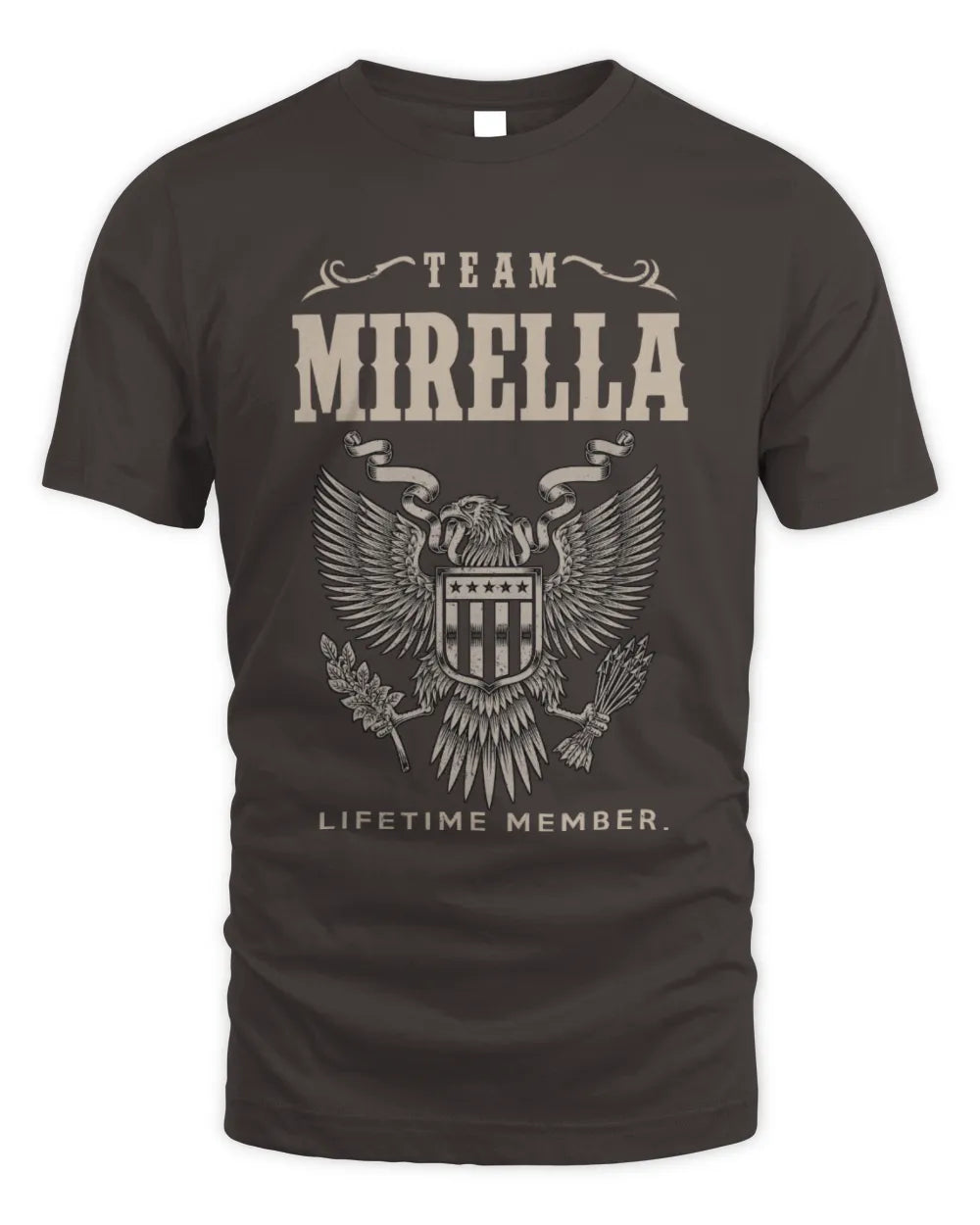 MIRELLA TP06-K82 – Personalized Classic Style Apparel “Team NAME Lifetime Member” - Unisex Standard T-Shirt - Dark Chocolate