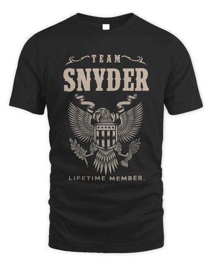 SNYDER TP06-K82 – Personalized Classic Style Apparel “Team NAME Lifetime Member” - Unisex Standard T-Shirt - Black