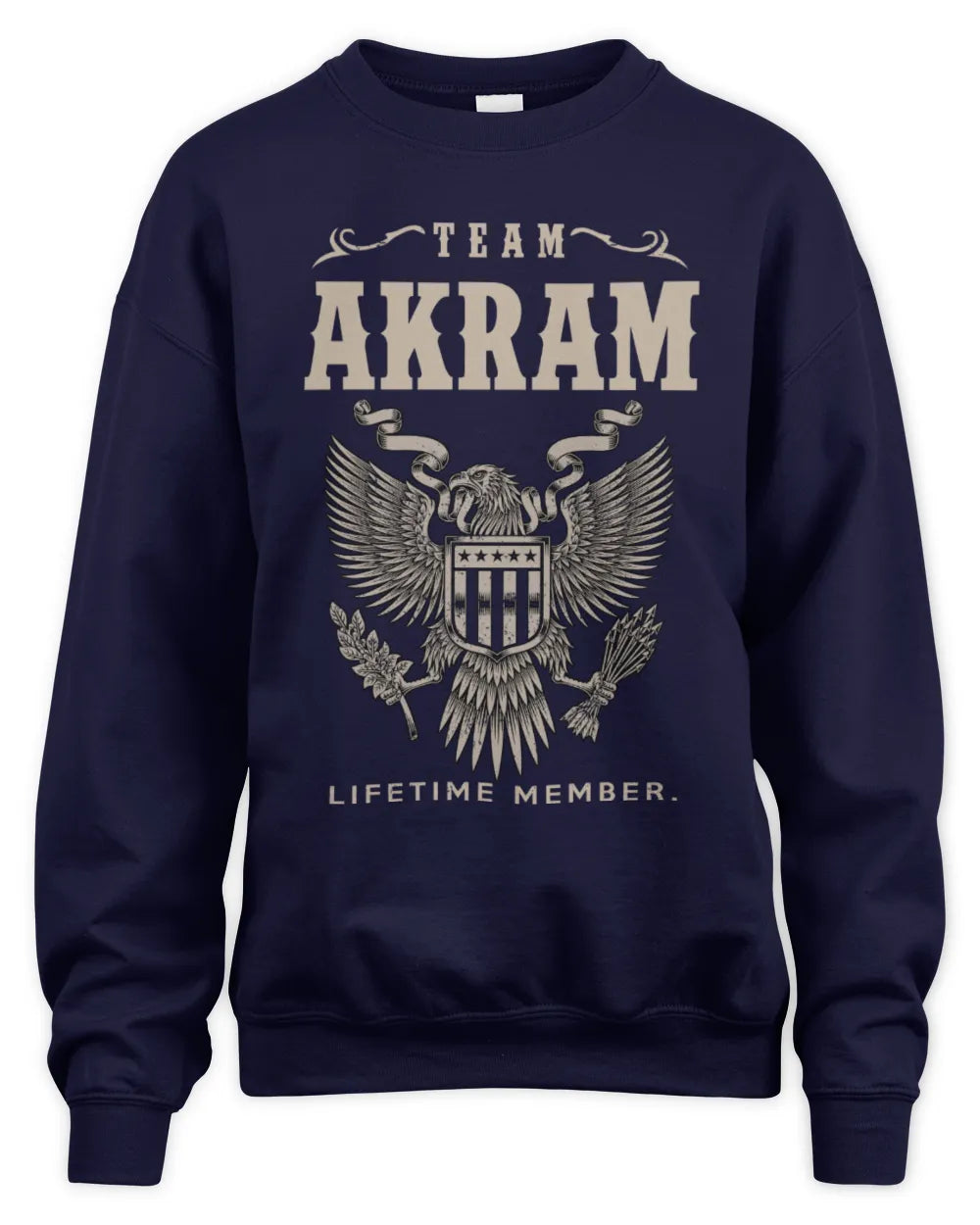 AKRAM TP06-K82 – Personalized Classic Style Apparel “Team NAME Lifetime Member” - Unisex Sweatshirt - Navy