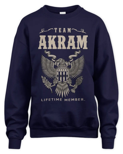AKRAM TP06-K82 – Personalized Classic Style Apparel “Team NAME Lifetime Member” - Unisex Sweatshirt - Navy
