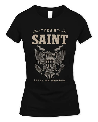 SAINT TP06-K82 – Personalized Classic Style Apparel “Team NAME Lifetime Member” - Women's Standard T-Shirt - Black