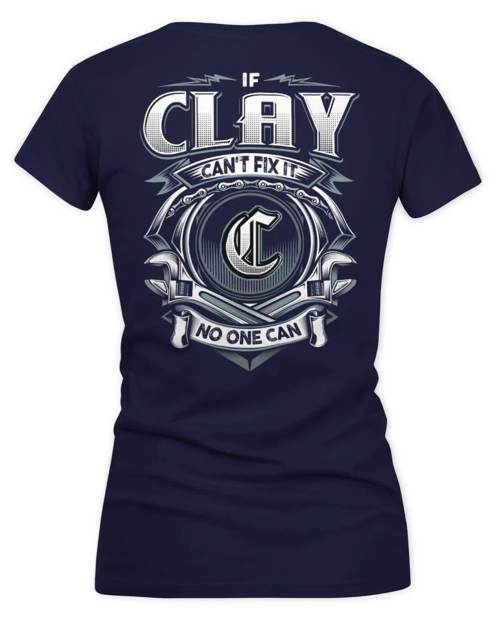 CLAY AP81-K4-626 - Personalized Ahmed Quote Apparel “If Ahmed Can't Fix It, No One Can” - Women's V-Neck T-Shirt - Navy