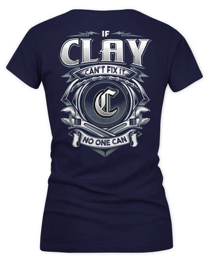 CLAY AP81-K4-626 - Personalized Ahmed Quote Apparel “If Ahmed Can't Fix It, No One Can” - Women's V-Neck T-Shirt - Navy
