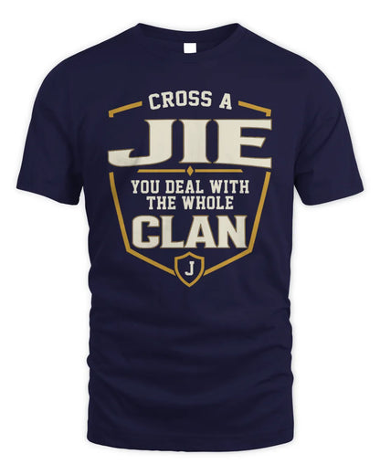 JIE NT1-K008 Cross A/An NAME, You Deal With the Whole Clan | Personalized Vintage T-Shirt - Unisex Standard T-Shirt - Navy