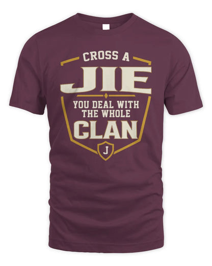 JIE NT1-K008 Cross A/An NAME, You Deal With the Whole Clan | Personalized Vintage T-Shirt - Unisex Standard T-Shirt - Maroon