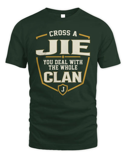 JIE NT1-K008 Cross A/An NAME, You Deal With the Whole Clan | Personalized Vintage T-Shirt - Unisex Standard T-Shirt - Forest Green
