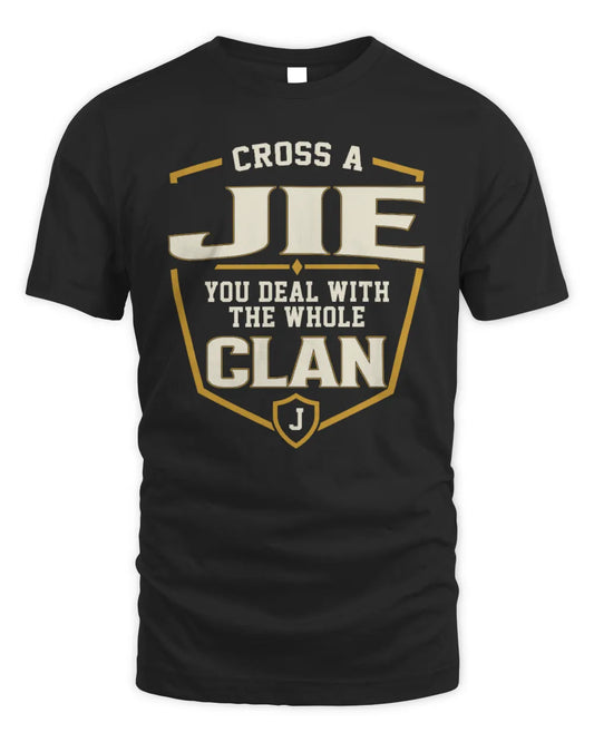 JIE NT1-K008 Cross A/An NAME, You Deal With the Whole Clan | Personalized Vintage T-Shirt - Unisex Standard T-Shirt - Black