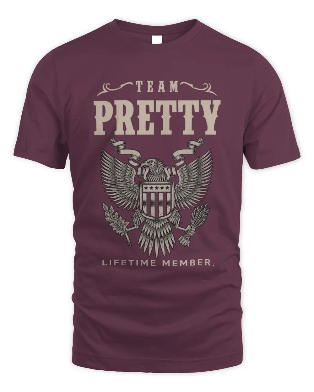 PRETTY TP06-K82 – Personalized Classic Style Apparel “Team NAME Lifetime Member” - Unisex Standard T-Shirt - Maroon