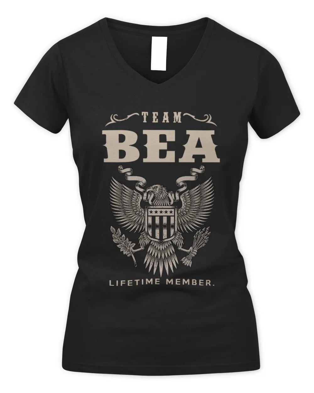 BEA TP06-K82 – Personalized Classic Style Apparel “Team NAME Lifetime Member” - Women's V-Neck T-Shirt - Black