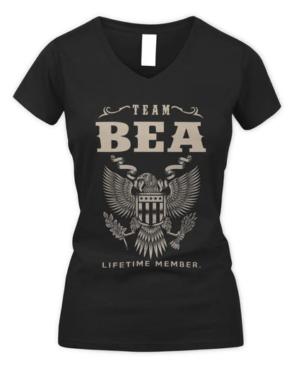 BEA TP06-K82 – Personalized Classic Style Apparel “Team NAME Lifetime Member” - Women's V-Neck T-Shirt - Black